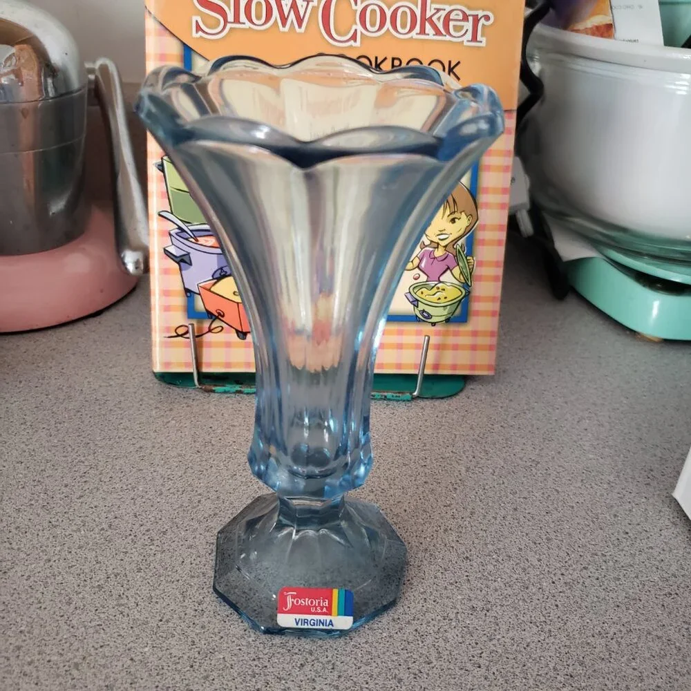 Vintage Fostoria Blue   Glass Vase